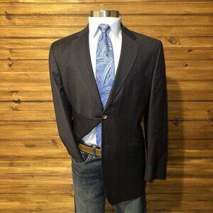 Banana Republic Men Blazer Sport Coat Two Button Casual Jacket 44R Black Striped